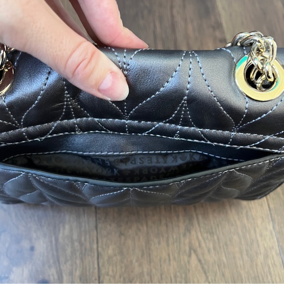 Kate Spade Briar Lane Quilted Emelyn Chain Shoulder Bag Crossbody Gunmetal Gray - Picture 8 of 16